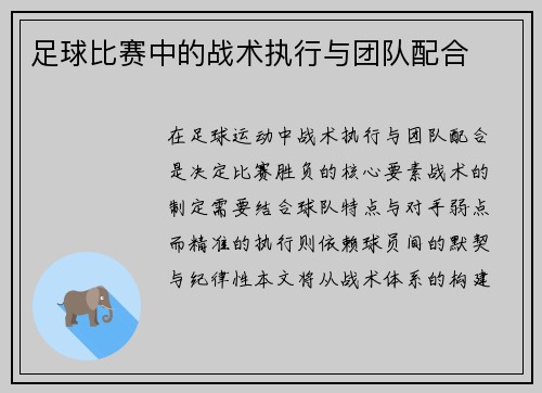 足球比赛中的战术执行与团队配合